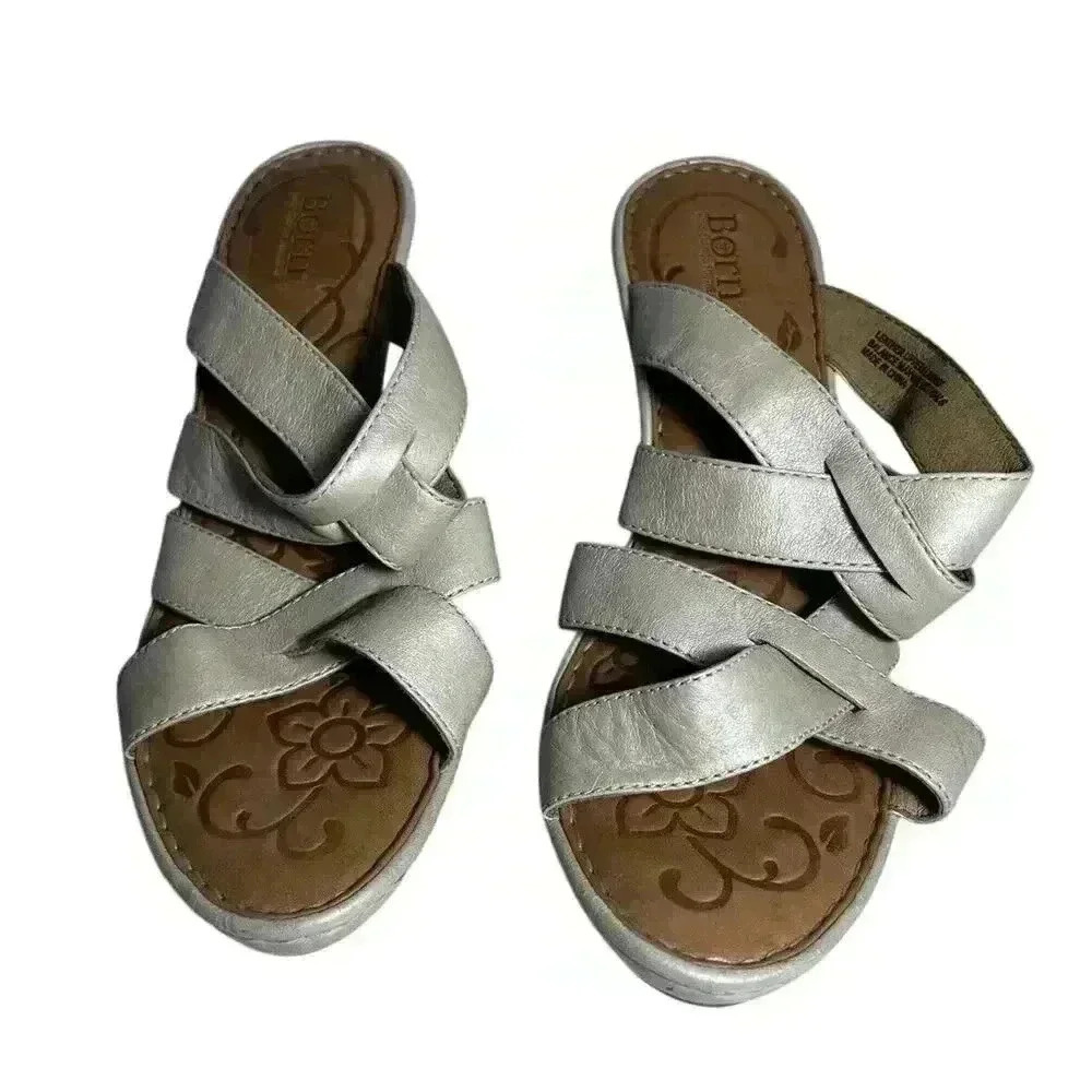 Born Hand Crafted Footwear Size 10 Beige Slides Sandals